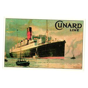Cunard Line 1990 Andania Marine Art Postcard Vintage Maritime Poster Art Ship